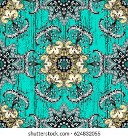 Traditional vector and golden pattern. Classic oriental background. Damask ornament.
