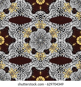Traditional vector and golden pattern. Classic oriental background. Damask ornament.