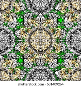Traditional vector and golden pattern. Classic oriental background. Damask ornament.