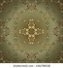 Traditional vector and golden pattern. Damask seamless ornament. Classic oriental pattern over neutral and brown colors.