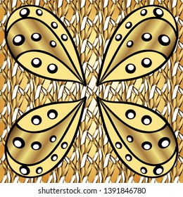 Traditional vector and golden pattern. Damask seamless ornament. Classic oriental pattern over yellow and black colors.