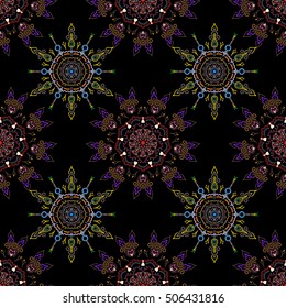 Traditional vector gothic damask background. Violet seamless background flower ornament pattern. Abstract arabesque background for greeting card, presentation or wedding invitations.