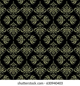 Traditional vector gothic damask background. Neutral seamless background ornament pattern. Abstract arabesque background for greeting card, presentation or wedding invitations.
