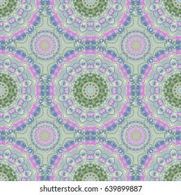 Traditional vector gothic damask background. Gray, pink and green seamless background flower ornament pattern. Abstract arabesque background for greeting card, presentation or wedding invitations.