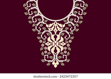 Traditional vector neckline embroidery  design for decoration on cloth, fabric and textile