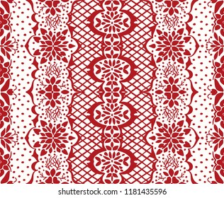 Traditional vector ornament in Scandinavian style. Stylized flowers and plants.  lace strips. Turkish folk print. Spanish pottery. Ethnic background. Mediterranean seamless  wallpaper.