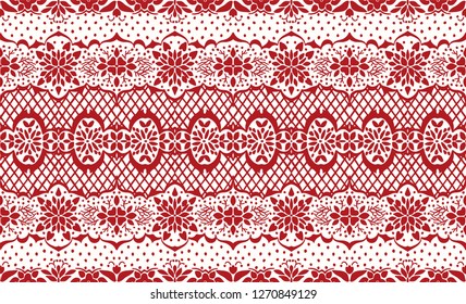 Traditional vector ornament in Scandinavian style. Stylized flowers and plants.  lace strips. Turkish folk print. Spanish pottery. Ethnic background. Mediterranean seamless  wallpaper.