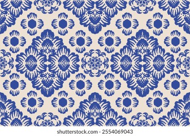 Traditional vector ornament in Scandinavian style. Stylized flowers and plants. Moroccan tile mosaic. Turkish folk print. Spanish pottery. Ethnic background. Mediterranean seamless wallpaper.