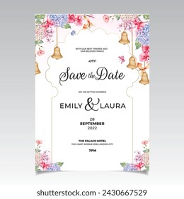 Traditional and vector Wedding Invitation Card. Illustrator and designer. Wedding Invites, save the date, Birthday Invites, Video Invites, E-Cards.