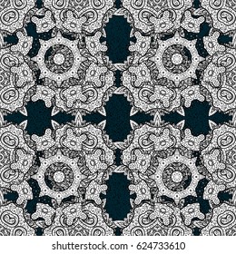 Traditional vector and white pattern. Classic oriental background. Damask ornament.