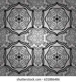 Traditional vector and white pattern. Classic oriental pattern over background. Damask seamless ornament.