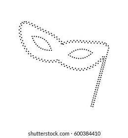 Traditional Venetian Carnival Decorative mask sign. Vector. Black dotted icon on white background. Isolated.