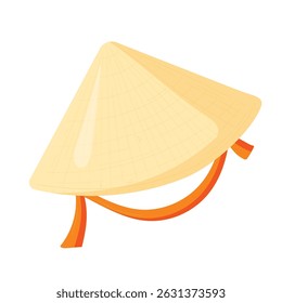 Traditional Vietnamese conical hat. Vietnamese triangular conical hat. Headwear. Vietnam symbol. Vector illustration. 