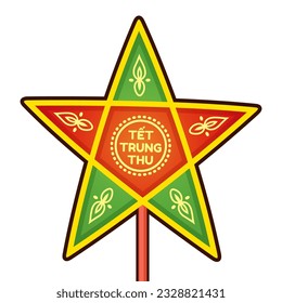 Traditional Vietnamese star lantern (Đèn Ông Sao). Tết Trung Thu means Mid-Autumn Festival in Vietnam. Vector clip art illustration.