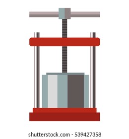 Traditional vinery farm production with grape press vector.