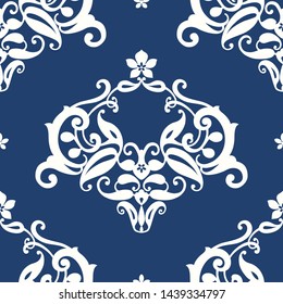 Traditional vintage background ornament. Seamless vector pattern for furniture fabric, Wallpaper or calico. Classical motifs in Oriental style