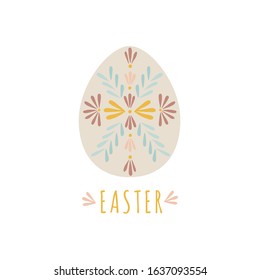 Traditional vintage Easter egg. Vector illustration using traditional Baltic ornaments and Lettering EASTER.