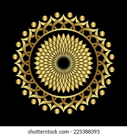 Traditional vintage ottoman turkey turkish tulip round frame gold design