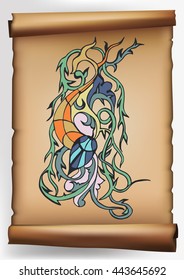Traditional Vintage pattern of east. Colorful ornament on old paper. Ornamental nature patterns for shawls, scarves, cushions, carpet.