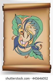 Traditional Vintage pattern of east. Colorful ornament on old paper. Ornamental nature patterns for shawls, scarves, cushions, carpet.
