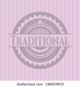 Traditional vintage pink emblem. Vector Illustration. Detailed.