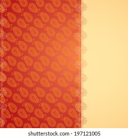 Traditional vintage red paisley floral background with space for text