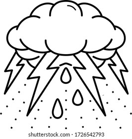 Traditional vintage tattoo symbol. Storm cloud  icon in outlines. 