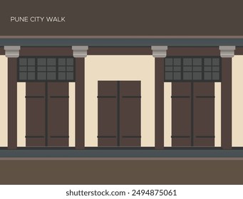 Ventanas tradicionales de Wada - Paseo por la ciudad de Pune - Ilustración de stock como archivo EPS 10