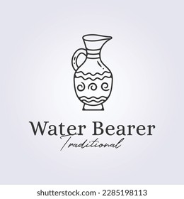 traditional water bearer logo line art vector illustration design