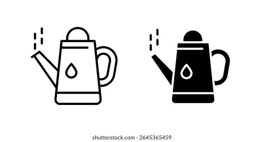 Traditional watering can icon set for gardening, plant care, and outdoor tasks. Useful for horticulture, agriculture, and nature themes.