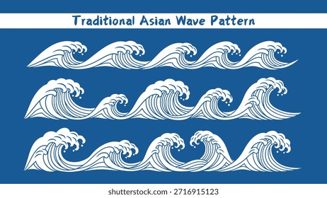 Traditional wave pattern set chinese wave japanese wave korean asian traditional illustrations decorations element vector design for background and wallpaper