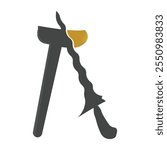 Traditional weapon Keris from Indonesia in flat design vector illustration isolated on white background. Traditional Weapons From Central Java, East Java, Indonesia.