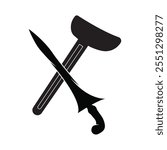 Traditional weapon Keris from Indonesia in flat design vector illustration isolated on white background. Traditional Weapons From Central Java, East Java, Indonesia.