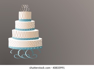 Traditional wedding cake on a brown background illustration