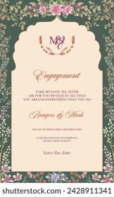 Traditional wedding invitation card design. Beautiful floral wedding invitation invitation.