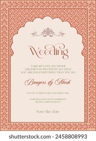 Traditional wedding invitation card design. Beautiful wedding invitation invitation.