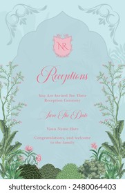 Traditional wedding invitation card design. Rajasthani Jaipuri wedding Invitation. Mughal Wedding Invitation Card Design.