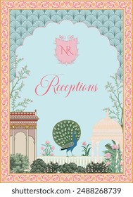 Traditional wedding invitation card design. Rajasthani Jaipuri wedding Invitation. Mughal Wedding Invitation Card Design.