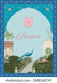 Traditional wedding invitation card design. Rajasthani Jaipuri wedding Invitation. Mughal Wedding Invitation Card Design.