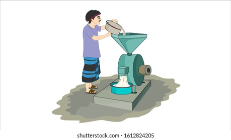 traditional Wheat crash machine - isolated illustration