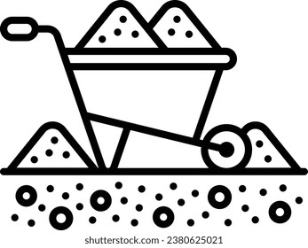 Traditional wheelbarrows have a hopper, one tire two handles vector icon design, Lawn and Gardening symbol, Farm and Plant sign, agriculture and horticulture, Soil or Dirt Mover conveyance concept