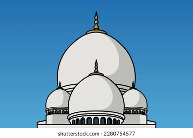 Traditional White Elegant Islamic Mosque Building vector illustration. Muslim building icon concept. Muslim mosque vector design with shadow.