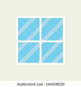 Traditional white window isolated on white background. Closed realistic vector window element of architecture and interior design.