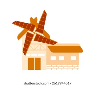Traditional windmill generating renewable energy in the countryside