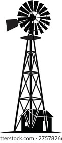 Traditional Windmill Silhouette Vector Renewable Energy Icon