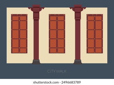 Traditional Windows - City Walk - Stock Illustration  as EPS 10 File