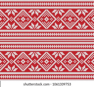 Traditional Winter Holiday Fair Isle Seamless Knitting Pattern. 