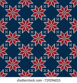 Traditional Winter Holiday Seamless Knitting Pattern. Knitting Sweater Design. Wool Knitted Texture Imitation