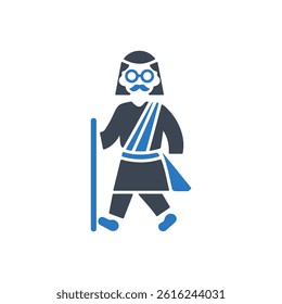 Traditional Wise Elder Icon On White Background