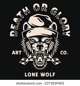 Traditional wolf tattoo vector design